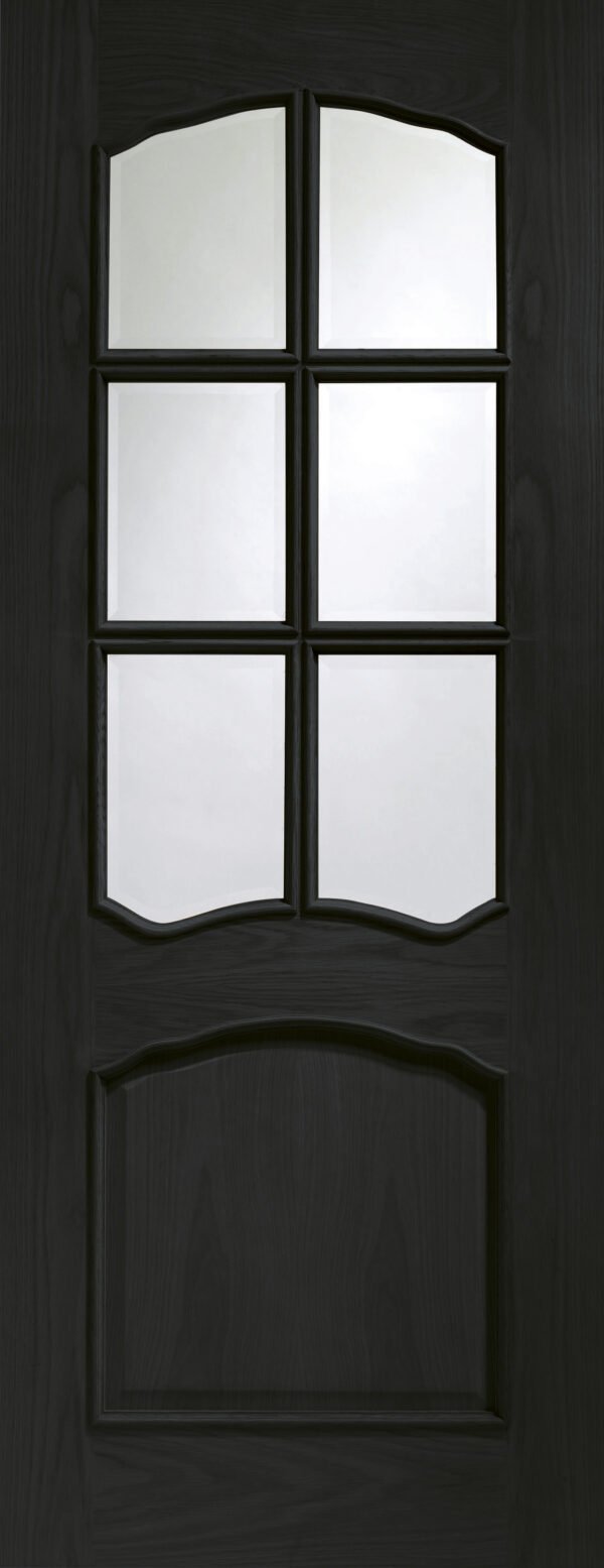 Internal Oak Riviera Door with Clear Bevelled Glass and Raised Mouldings - Image 6