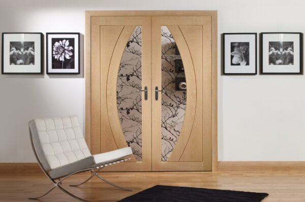 Internal Oak Salerno Pair with Clear Flat Glass - Image 3