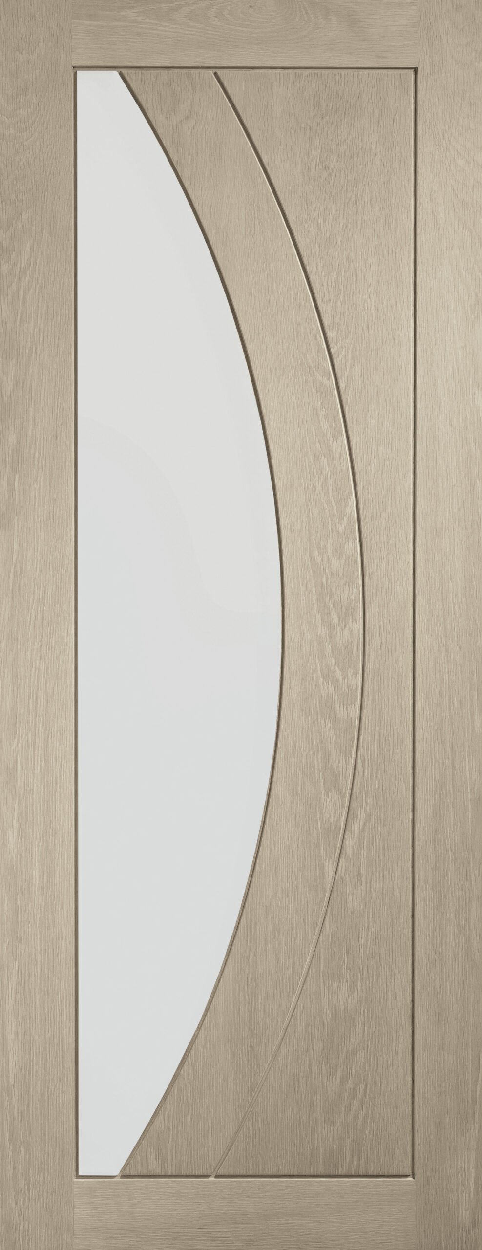 Internal Oak Salerno with Clear Glass Fire Door – Crema, 1981 x 838 x 44 mm