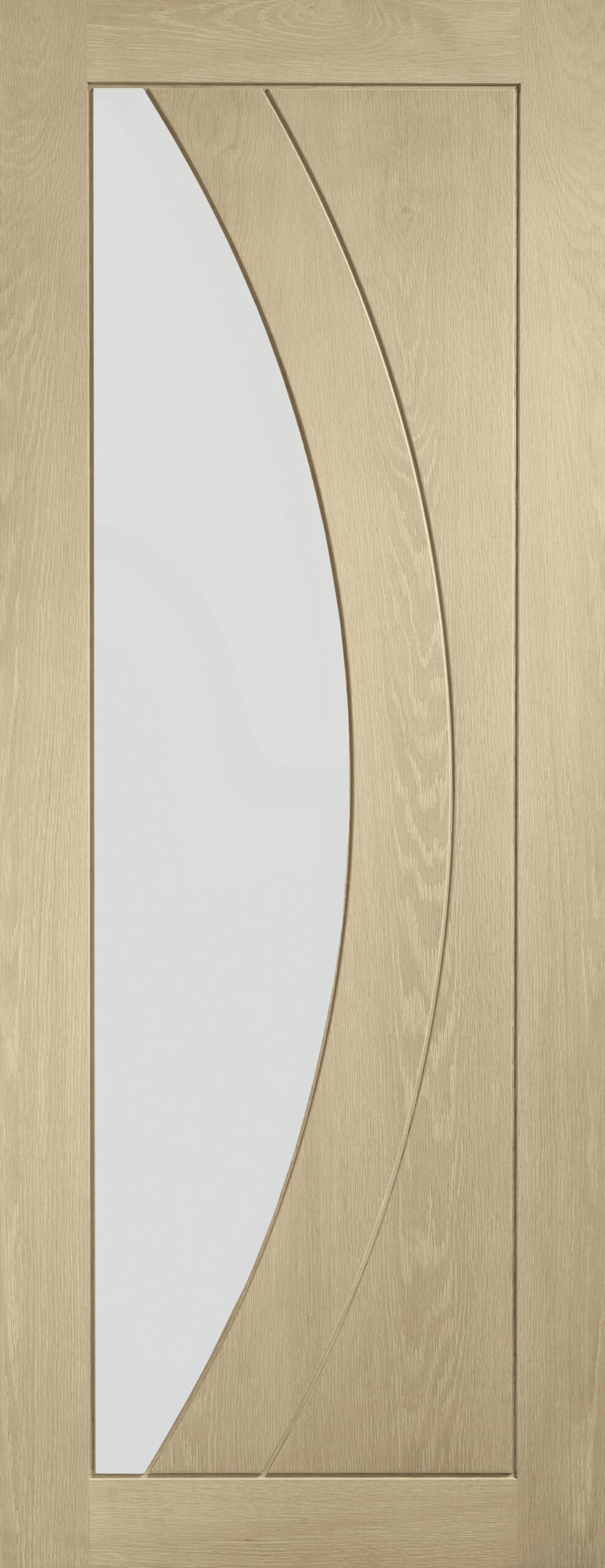 Internal Oak Salerno with Clear Glass – Latte, 1981 x 610 x 35 mm