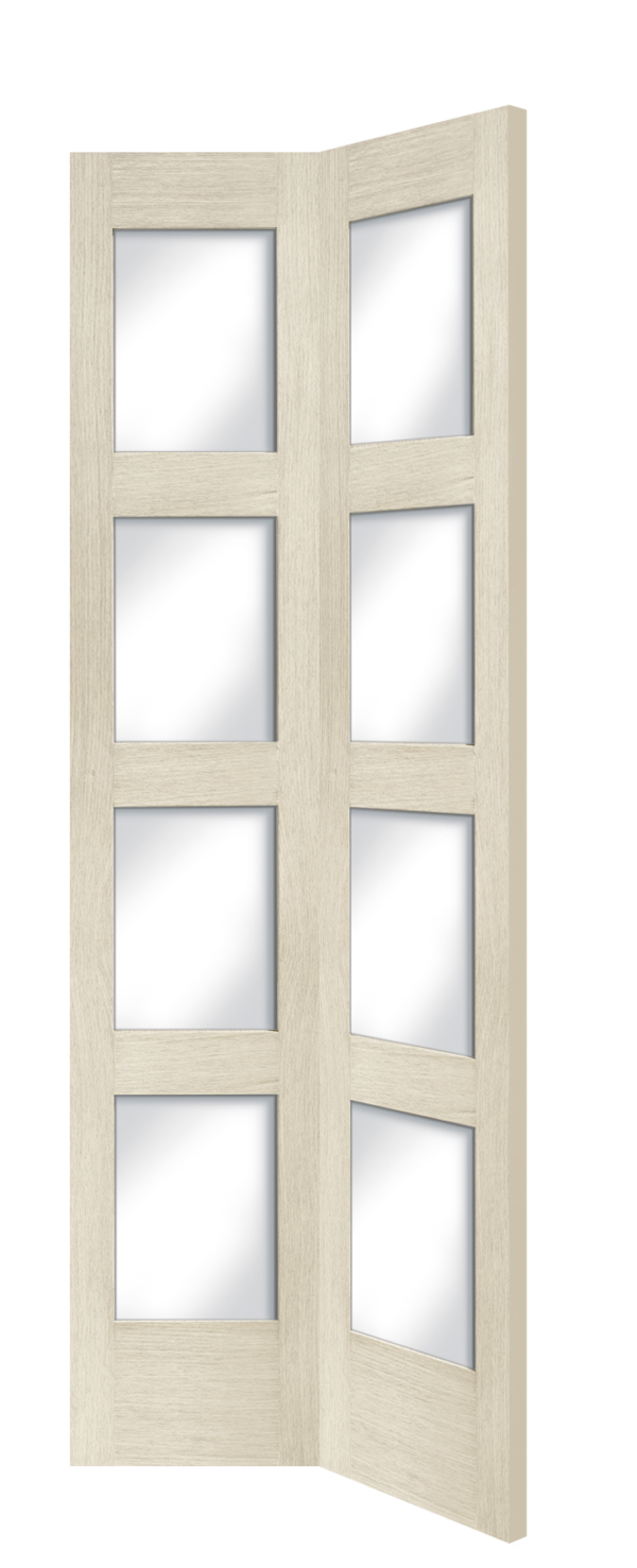 Internal Oak Shaker 4 Panel Bi-Fold Door with Clear Glass - Image 13