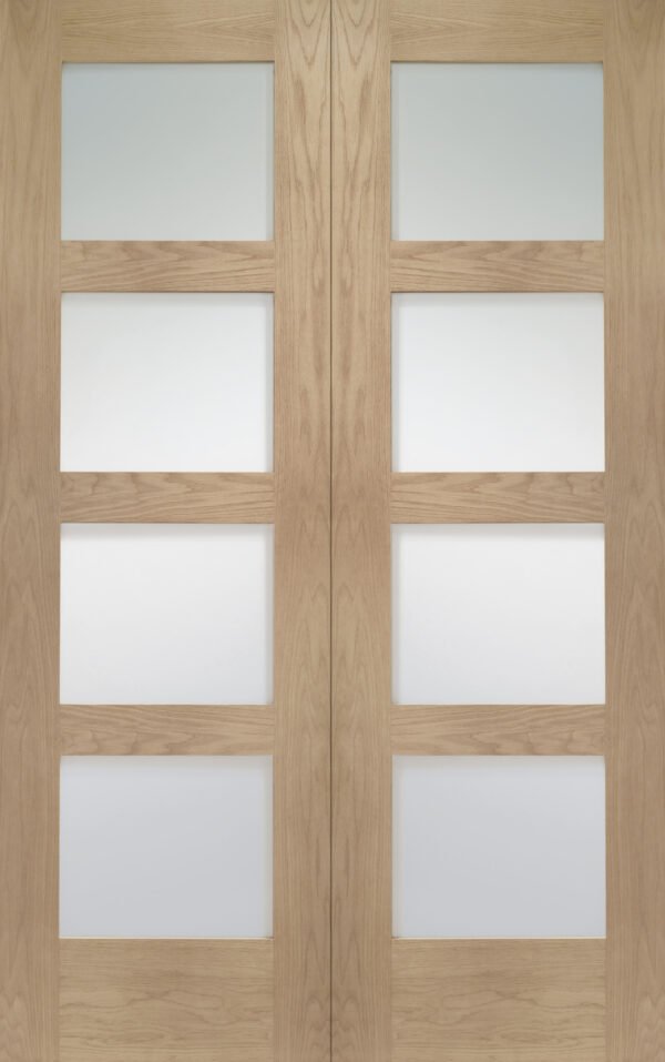 Internal Oak Shaker Door Pair with Clear Glass - Image 8