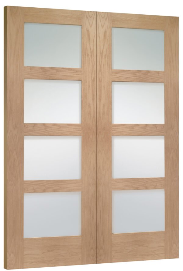 Internal Oak Shaker Door Pair with Clear Glass - Image 2