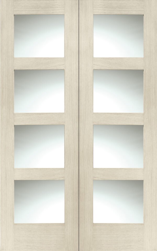 Internal Oak Shaker Door Pair with Clear Glass - Image 10