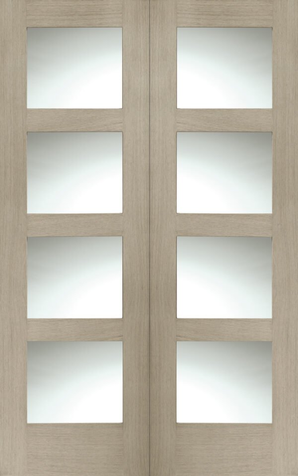 Internal Oak Shaker Door Pair with Clear Glass - Image 9