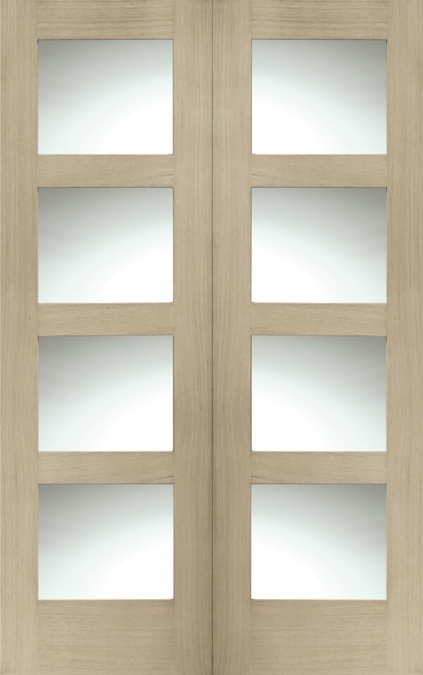 Internal Oak Shaker Door Pair with Clear Glass - Image 7