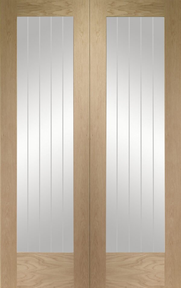 Internal Oak Suffolk Pattern 10 Pair with Clear Etched Glass - Image 11