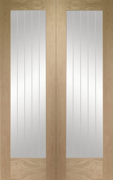 Internal Oak Suffolk Pattern 10 Pair with Clear Etched Glass