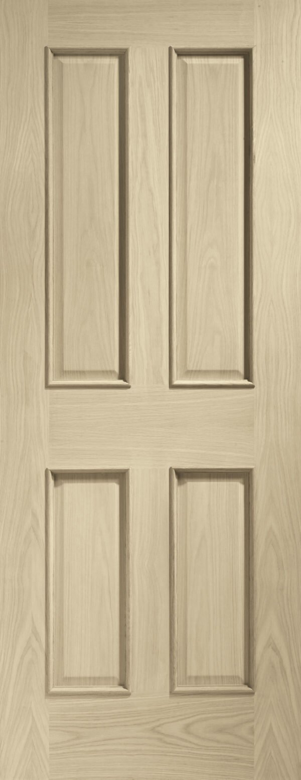 Internal Oak Victorian 4 Panel Fire Door with Raised Mouldings - Image 5