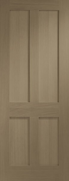 Victorian Shaker 4 Panel Internal Oak Fire Door Stained in Cappuccino