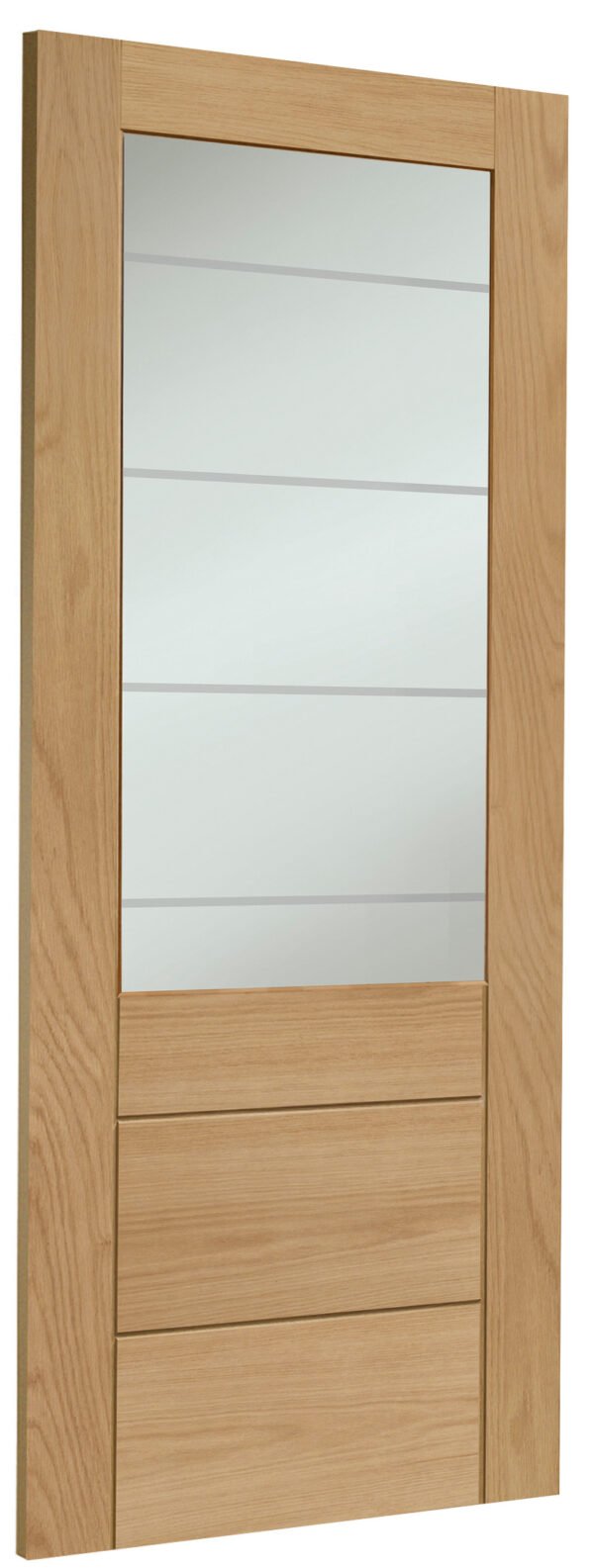 Pre-finished Palermo 2XG Internal Oak Door with Clear Etched Glass - Image 2