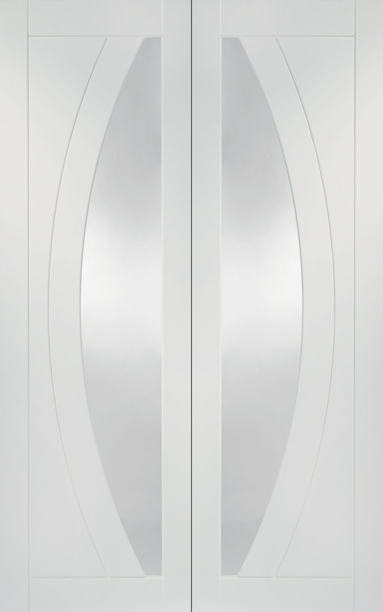 Internal White Primed Salerno Door Pair with Clear Glass – White Primed, 1981 x 1168 x 40 mm