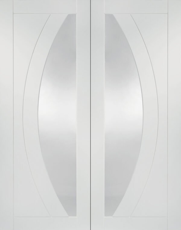 Internal White Primed Salerno Door Pair with Clear Glass