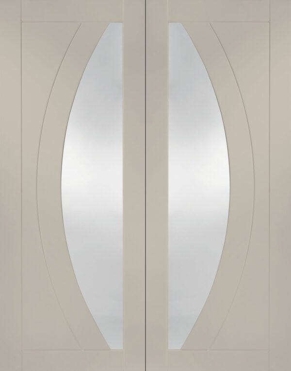 Internal White Primed Salerno Door Pair with Clear Glass - Image 11