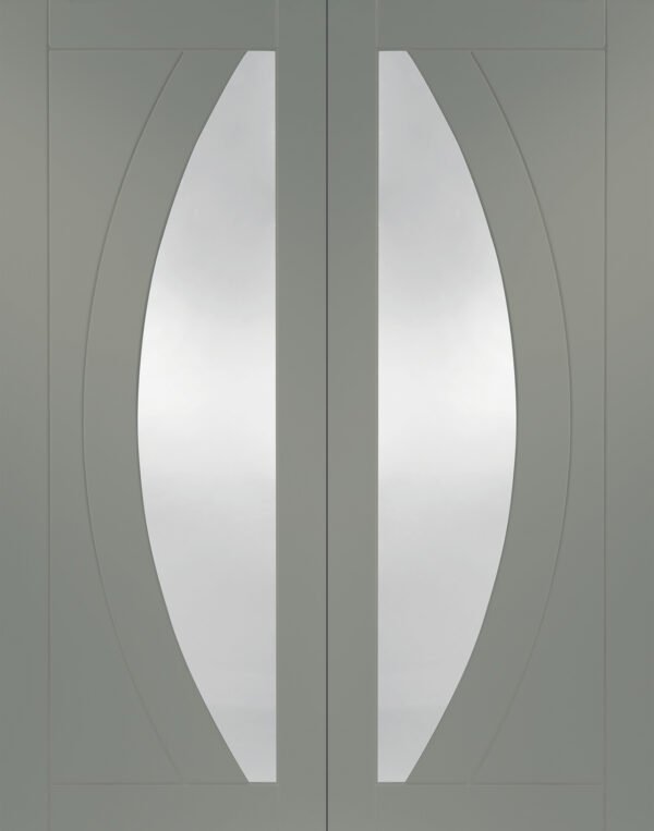 Internal White Primed Salerno Door Pair with Clear Glass - Image 6