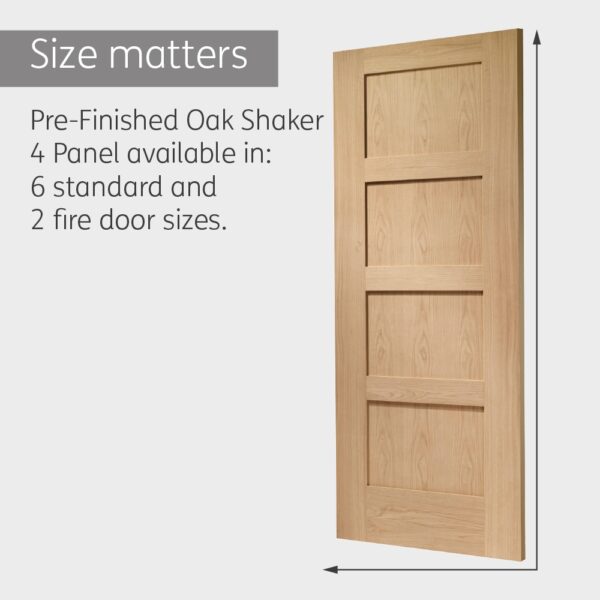 Internal Oak Pre-Finished Shaker 4 Panel Door - Image 7