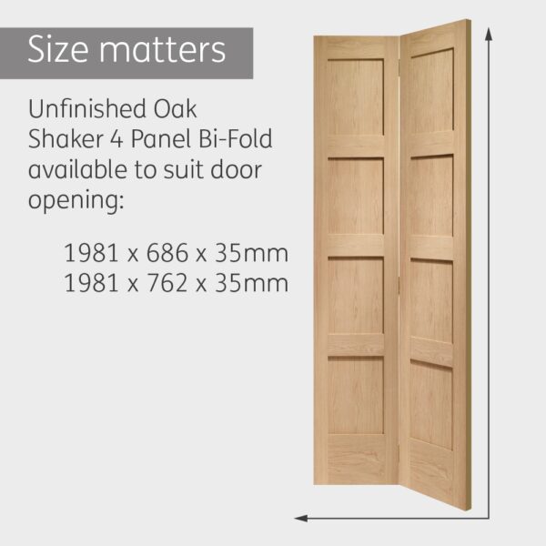 Internal Oak Shaker 4 Panel Bi-Fold Door - Image 9