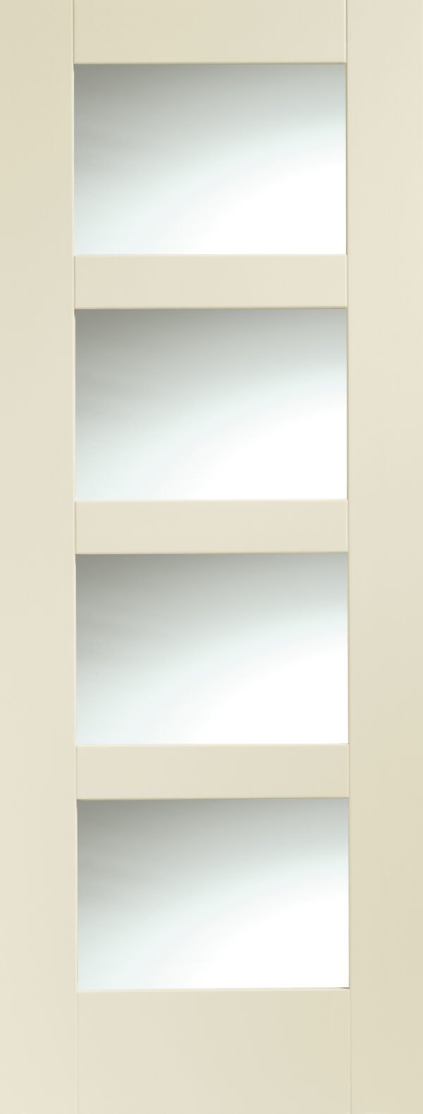 Shaker 4 Light Internal White Primed Fire Door with Clear Glass - Image 9