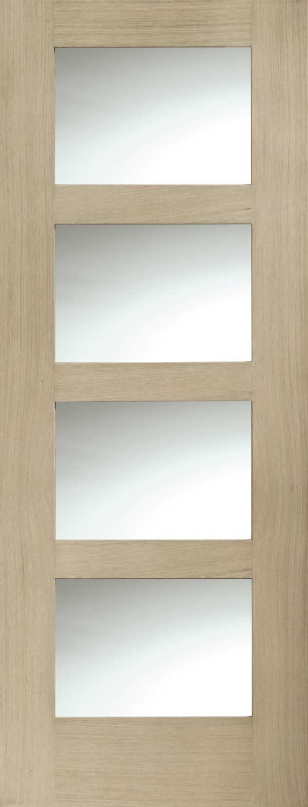 Internal Oak Shaker 4 Panel Fire Door with Clear Glass - Image 20