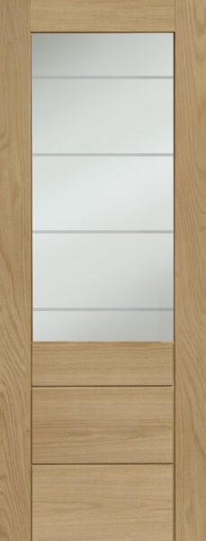 Palermo 2XG Internal Oak Fire Door with Clear Etched Glass