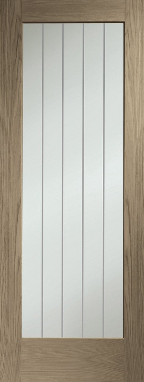 Suffolk P10 Internal Oak Fire Door with Clear Etched Glass – Cappuccino, 1981 x 838 x 44 mm