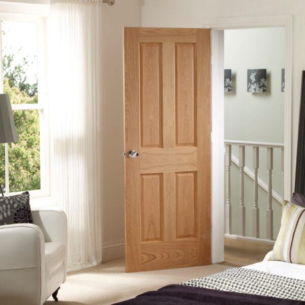 Internal Oak Victorian 4 Panel Fire Door - Image 4