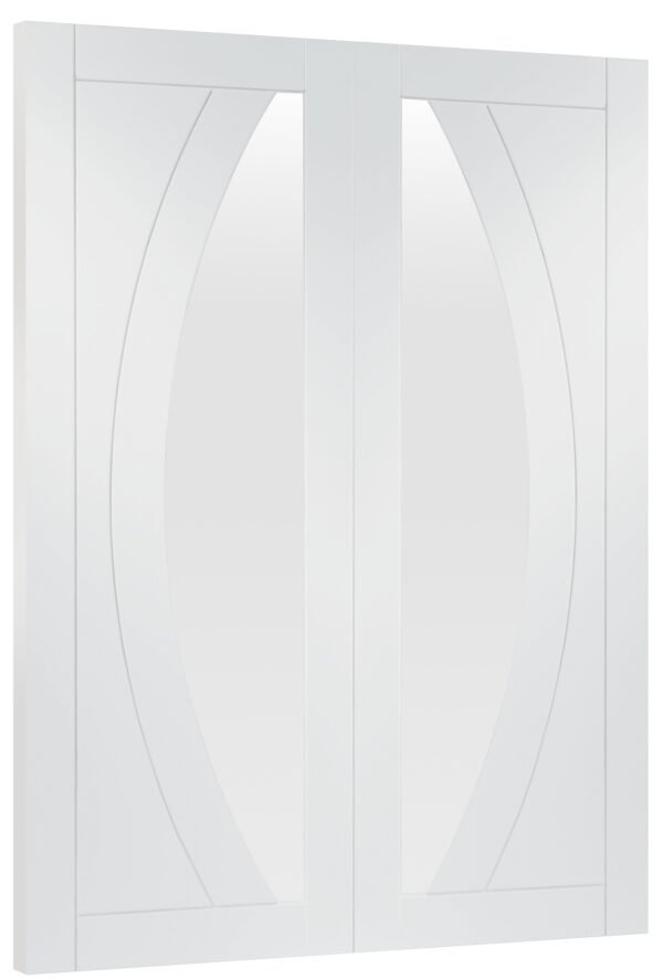 Internal White Primed Salerno Door Pair with Clear Glass - Image 2