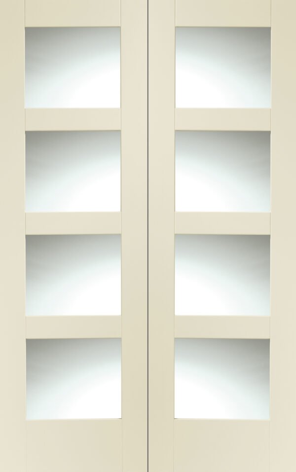 Internal White Primed Shaker Door Pair with Clear Glass - Image 10