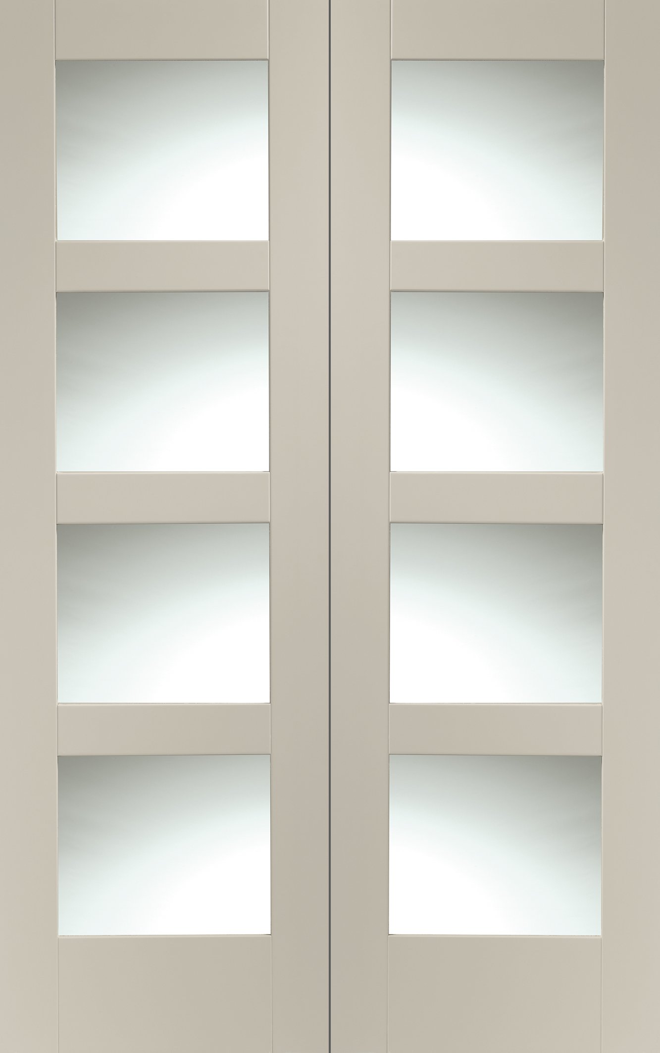 Internal White Primed Shaker Door Pair with Clear Glass – Isabella, 1981 x 1524 x 40 mm