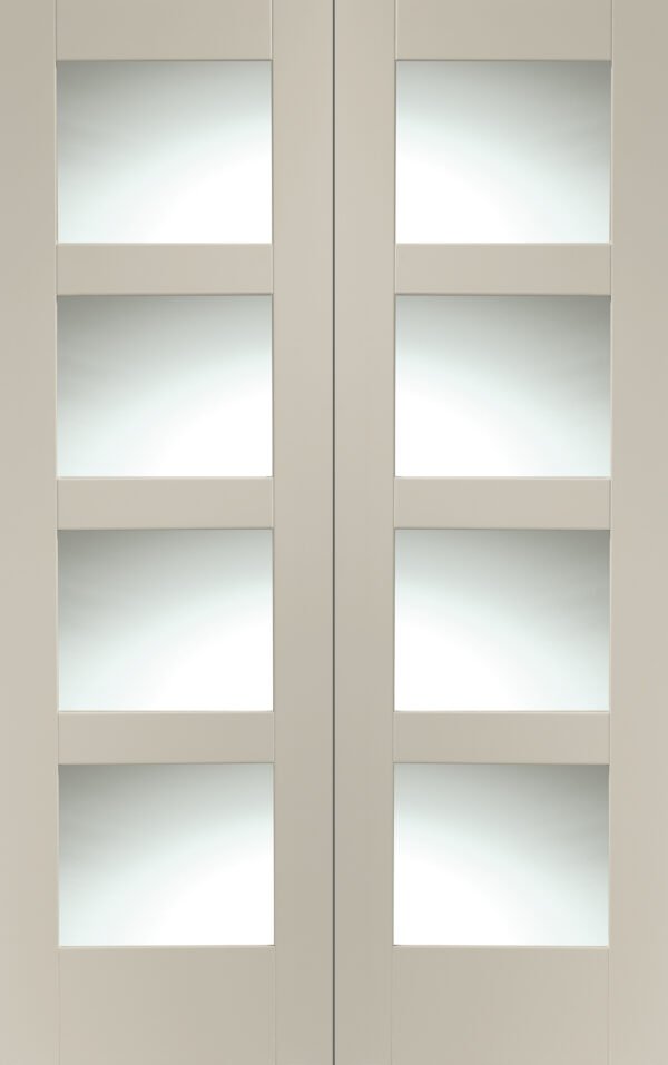 Internal White Primed Shaker Door Pair with Clear Glass - Image 5