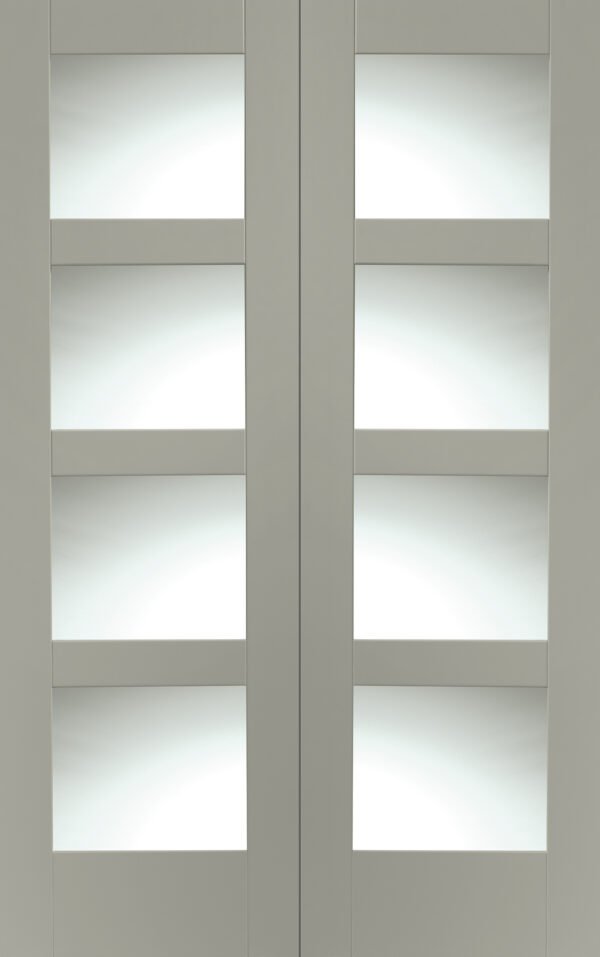 Internal White Primed Shaker Door Pair with Clear Glass - Image 9