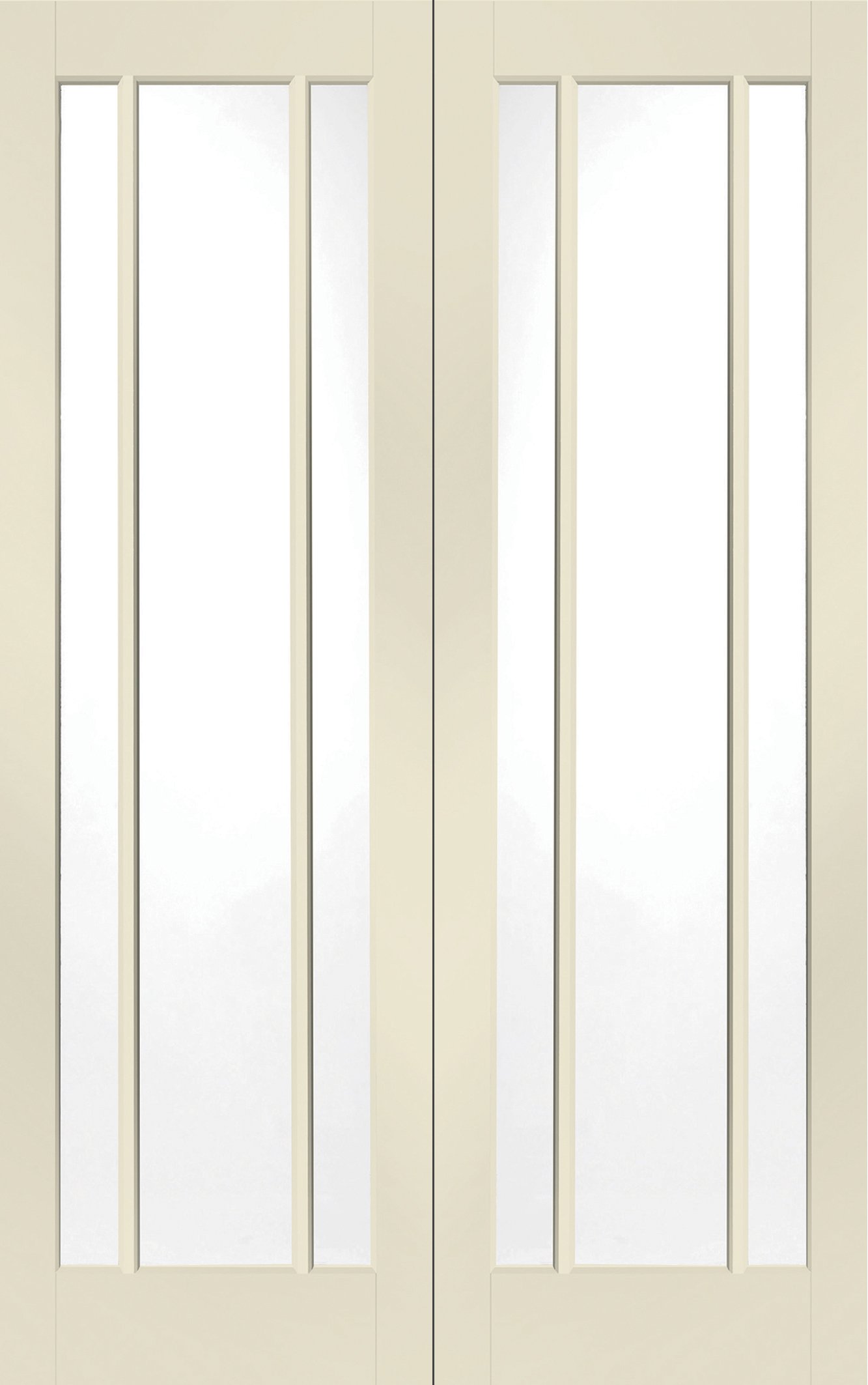 Internal White Primed Worcester Door Pair with Clear Glass – Chantilly, 1981 x 1168 x 40 mm