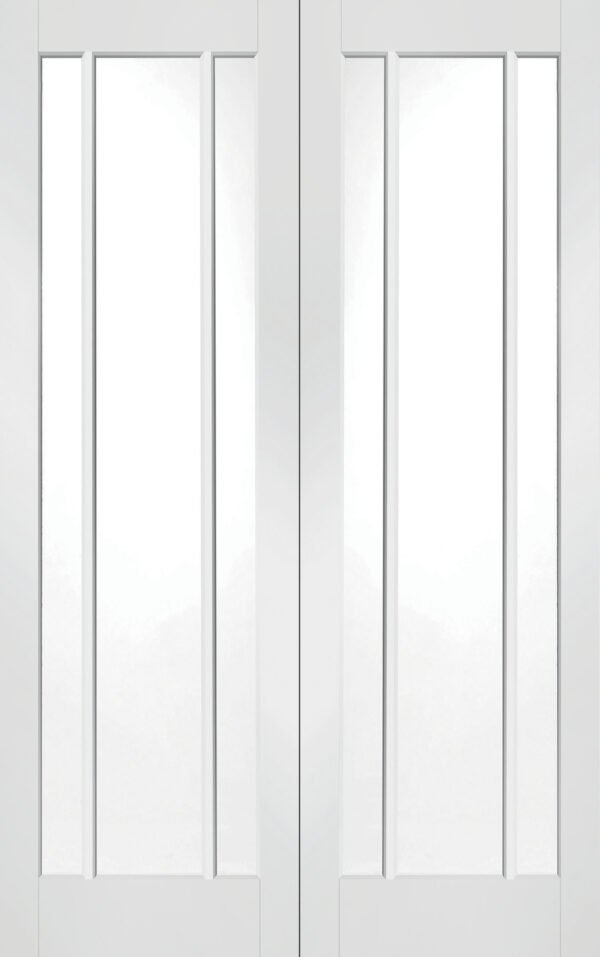 Internal White Primed Worcester Door Pair with Clear Glass