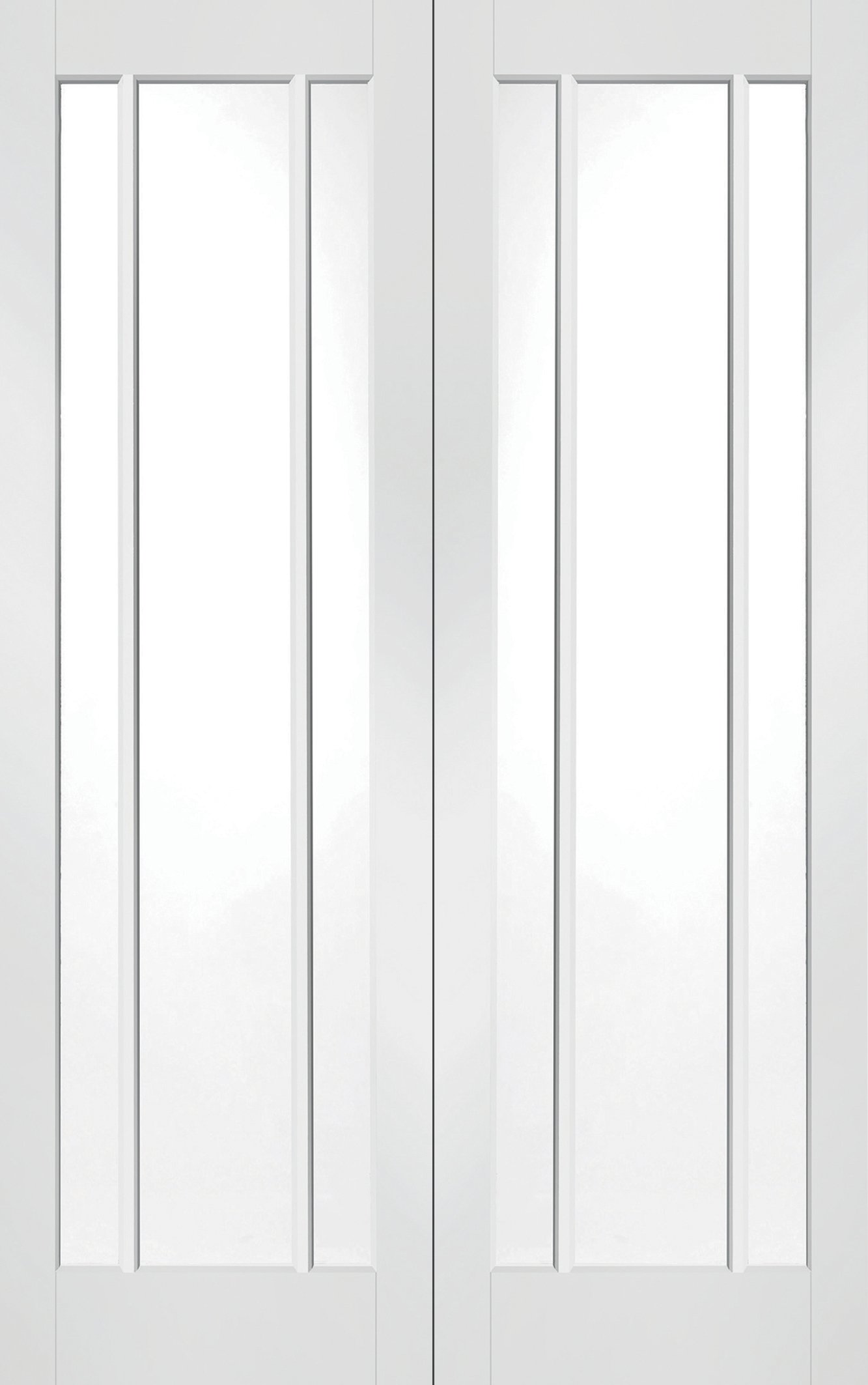 Internal White Primed Worcester Door Pair with Clear Glass – White Primed, 1981 x 1372 x 40 mm