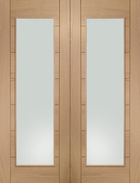 Palermo Internal Oak Rebated Door Pair with Clear Glass