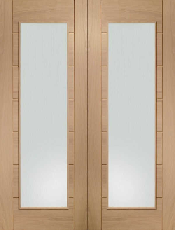 Palermo Internal Oak Rebated Door Pair with Clear Glass