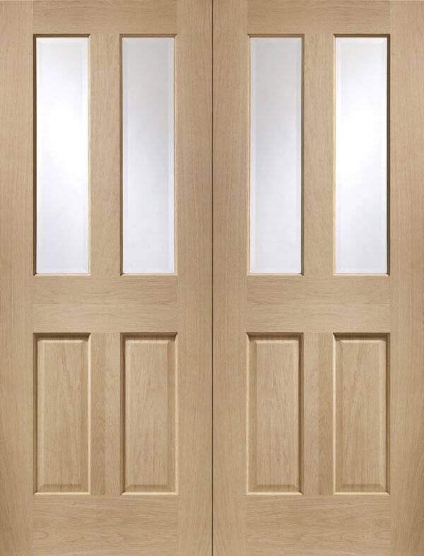 Internal Oak Malton Pair with Clear Bevelled Glass - Image 10