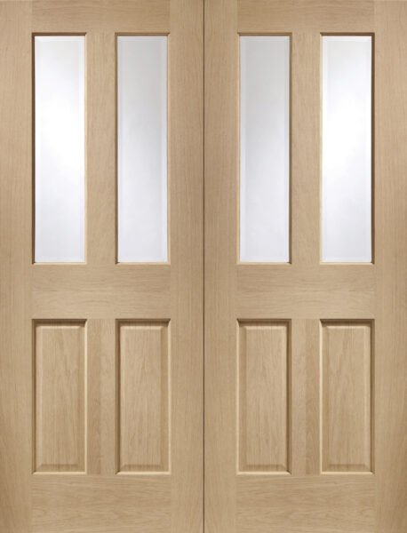 Internal Oak Malton Pair with Clear Bevelled Glass