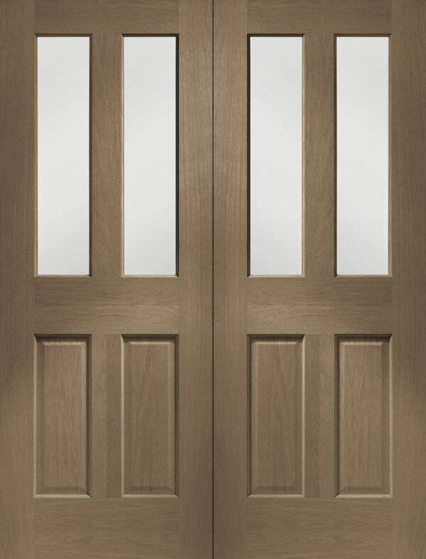 Internal Oak Malton Pair with Clear Bevelled Glass - Image 9