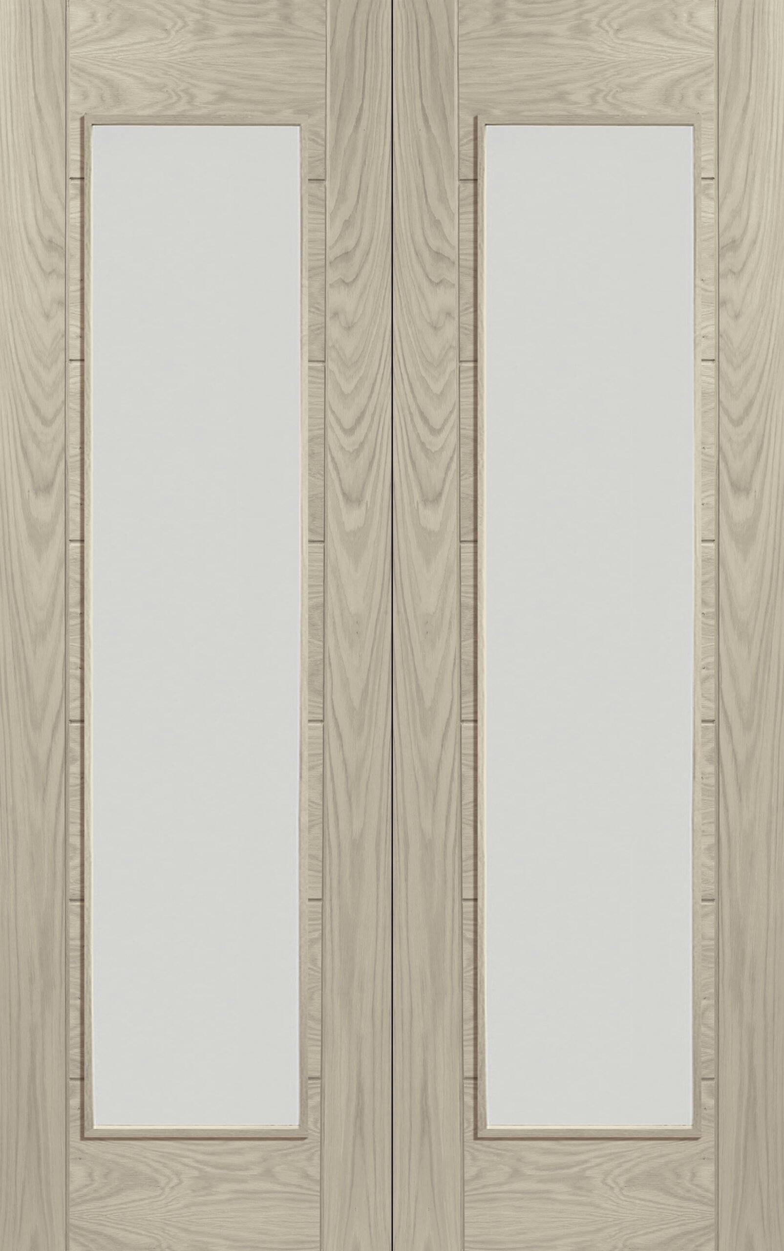 Palermo Internal Oak Rebated Door Pair with Clear Glass – Blanco, 1981 x 1524 x 40 mm