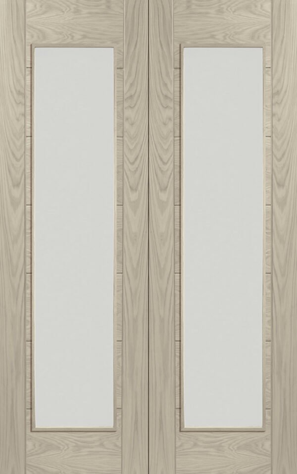 Palermo Internal Oak Rebated Door Pair with Clear Glass - Image 6