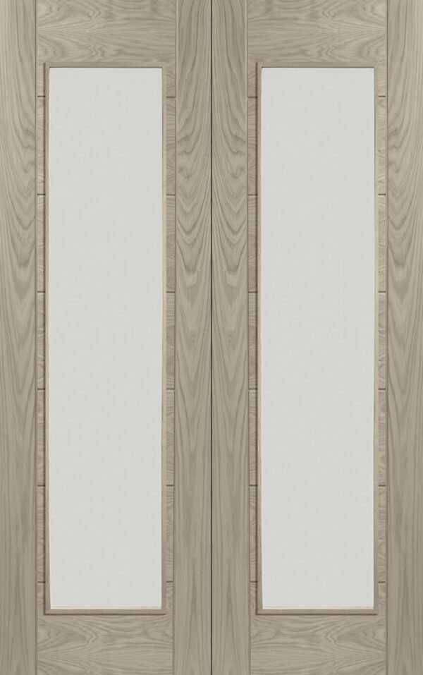 Palermo Internal Oak Rebated Door Pair with Clear Glass - Image 5