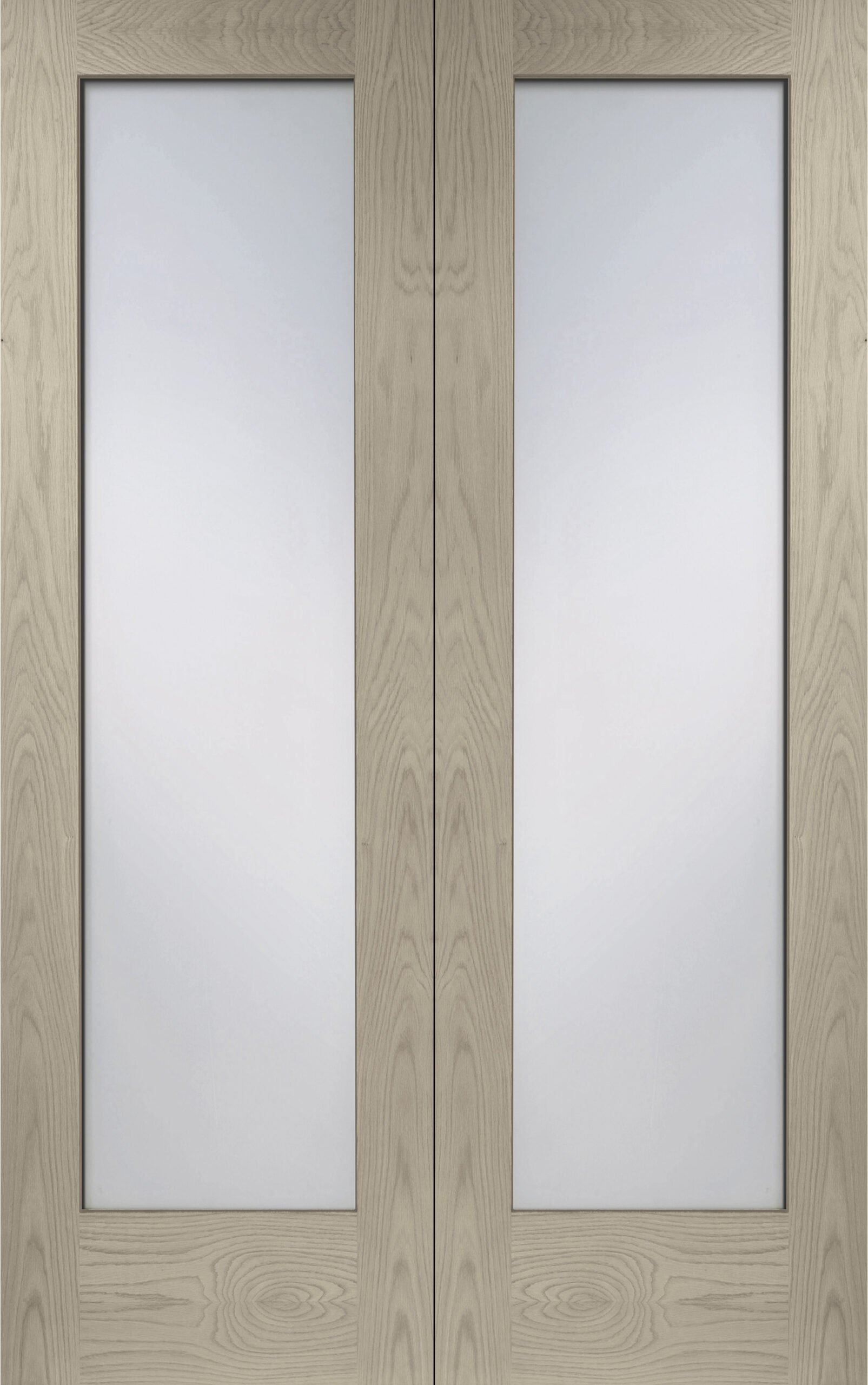 Internal Oak Pattern 10 Door Pair with Clear Glass – Crema, 1981 x 1524 x 40 mm