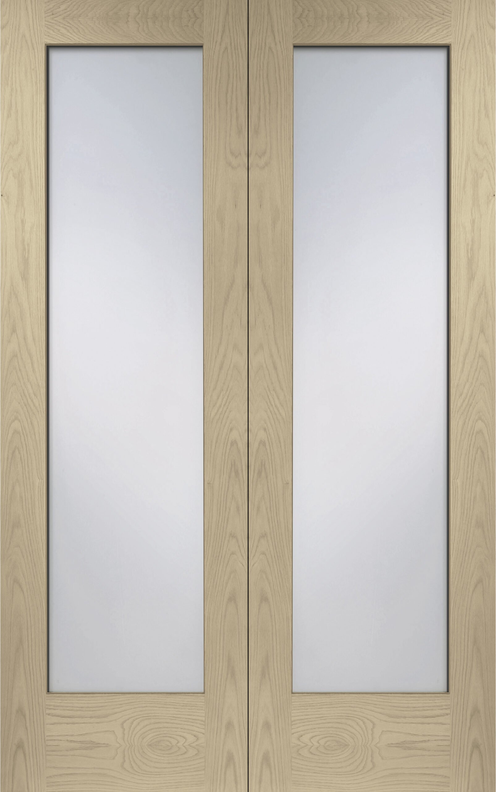 Internal Oak Pattern 10 Door Pair with Clear Glass – Latte, 1981 x 1524 x 40 mm