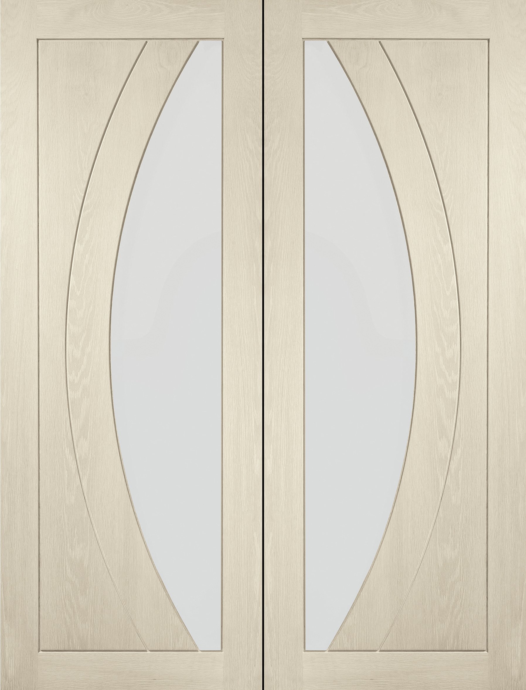 Internal Oak Salerno Pair with Clear Flat Glass – Blanco, 1981 x 1372 x 40 mm