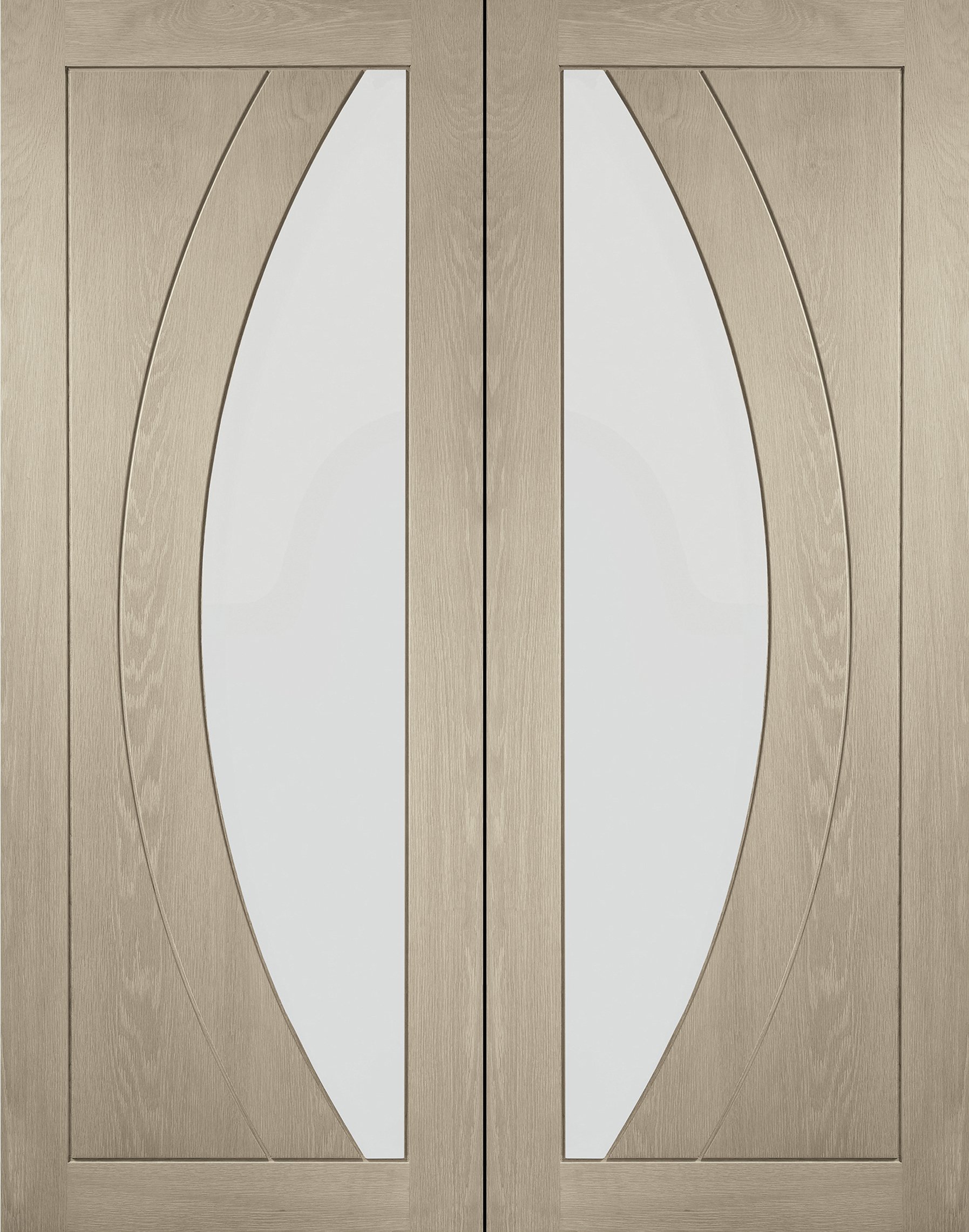 Internal Oak Salerno Pair with Clear Flat Glass – Crema, 1981 x 1168 x 40 mm