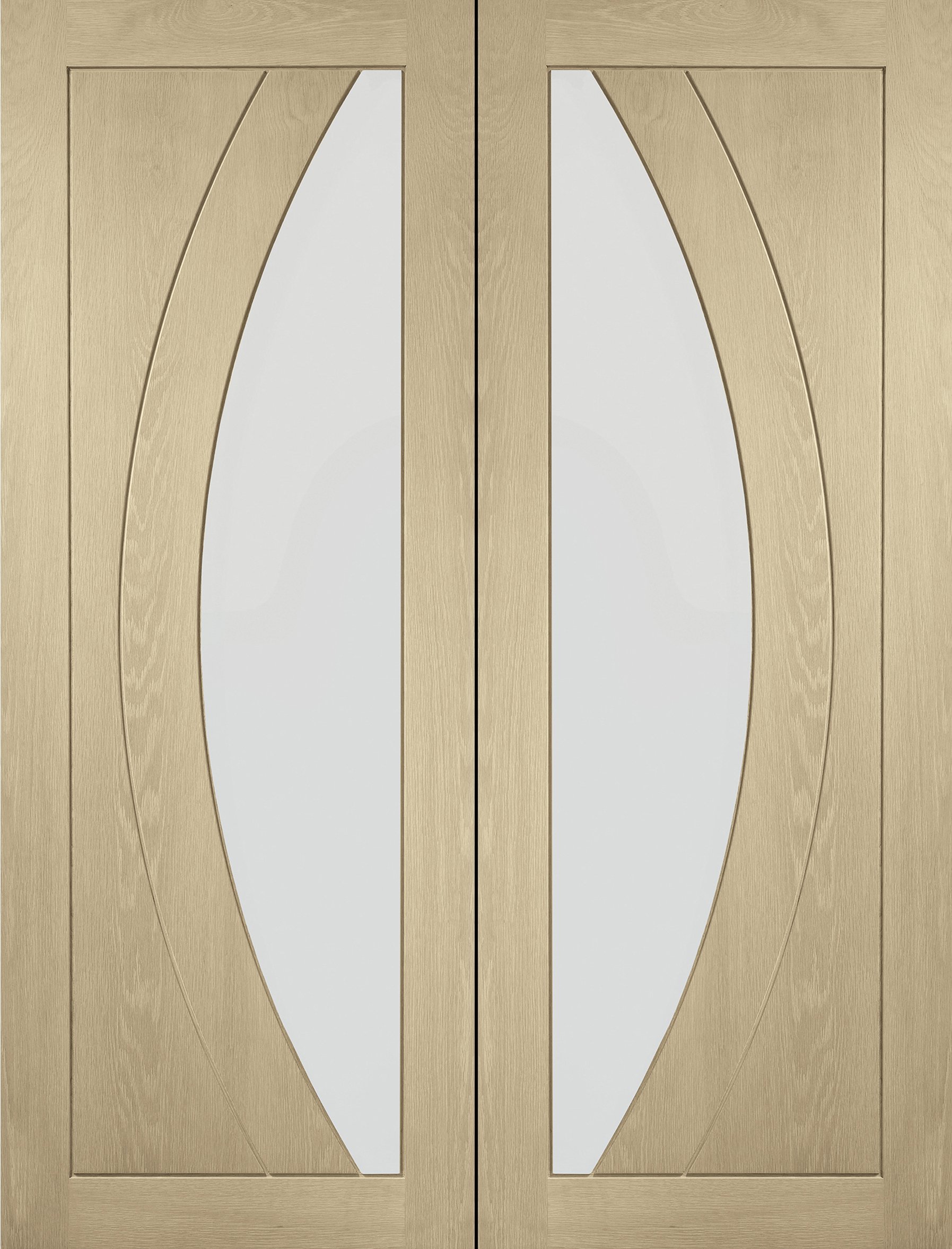 Internal Oak Salerno Pair with Clear Flat Glass – Latte, 1981 x 1220 x 40 mm