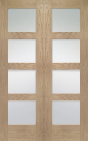 Internal Oak Shaker Door Pair with Clear Glass