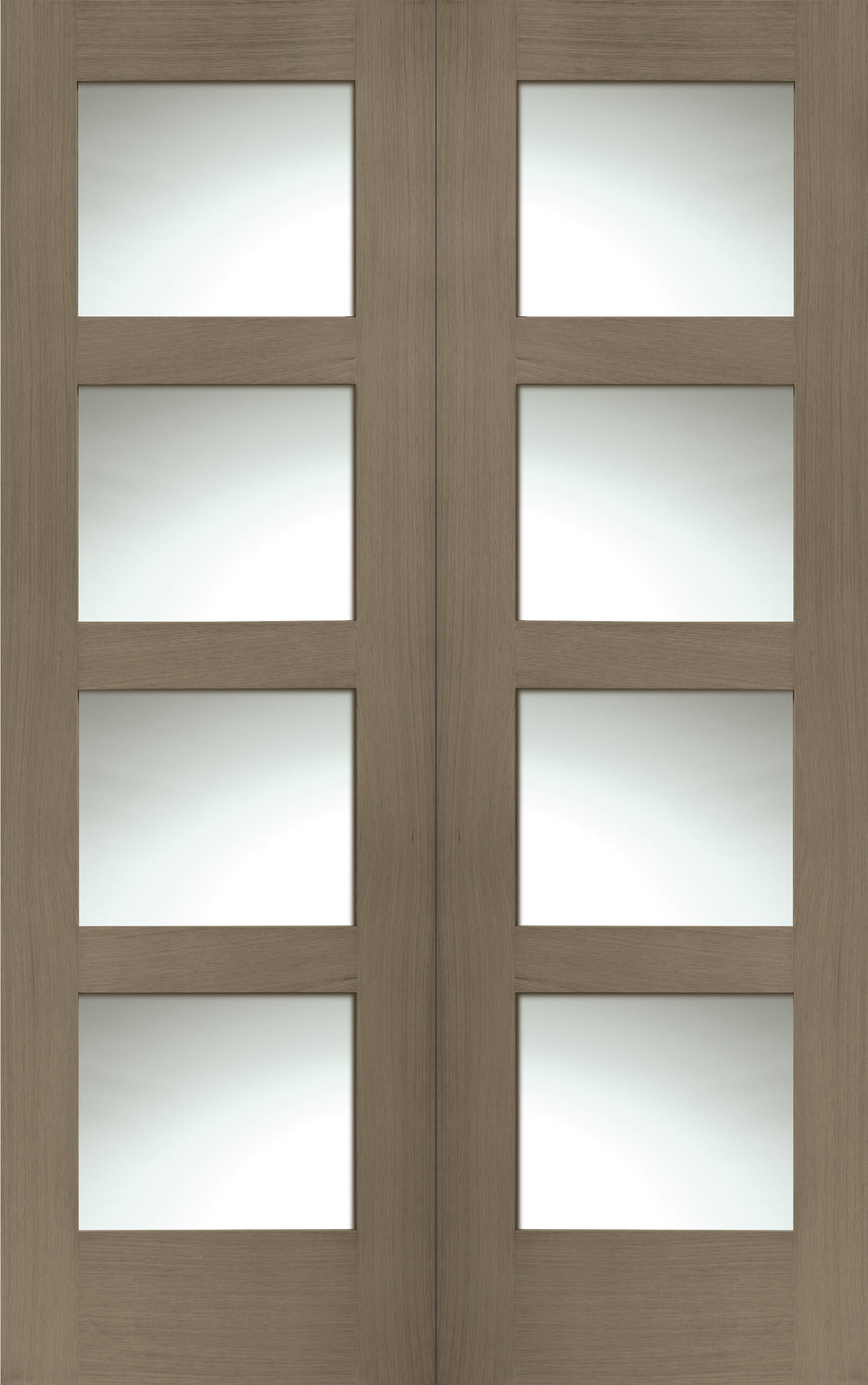 Internal Oak Shaker Door Pair with Clear Glass – Cappuccino, 1981 x 1220 x 40 mm