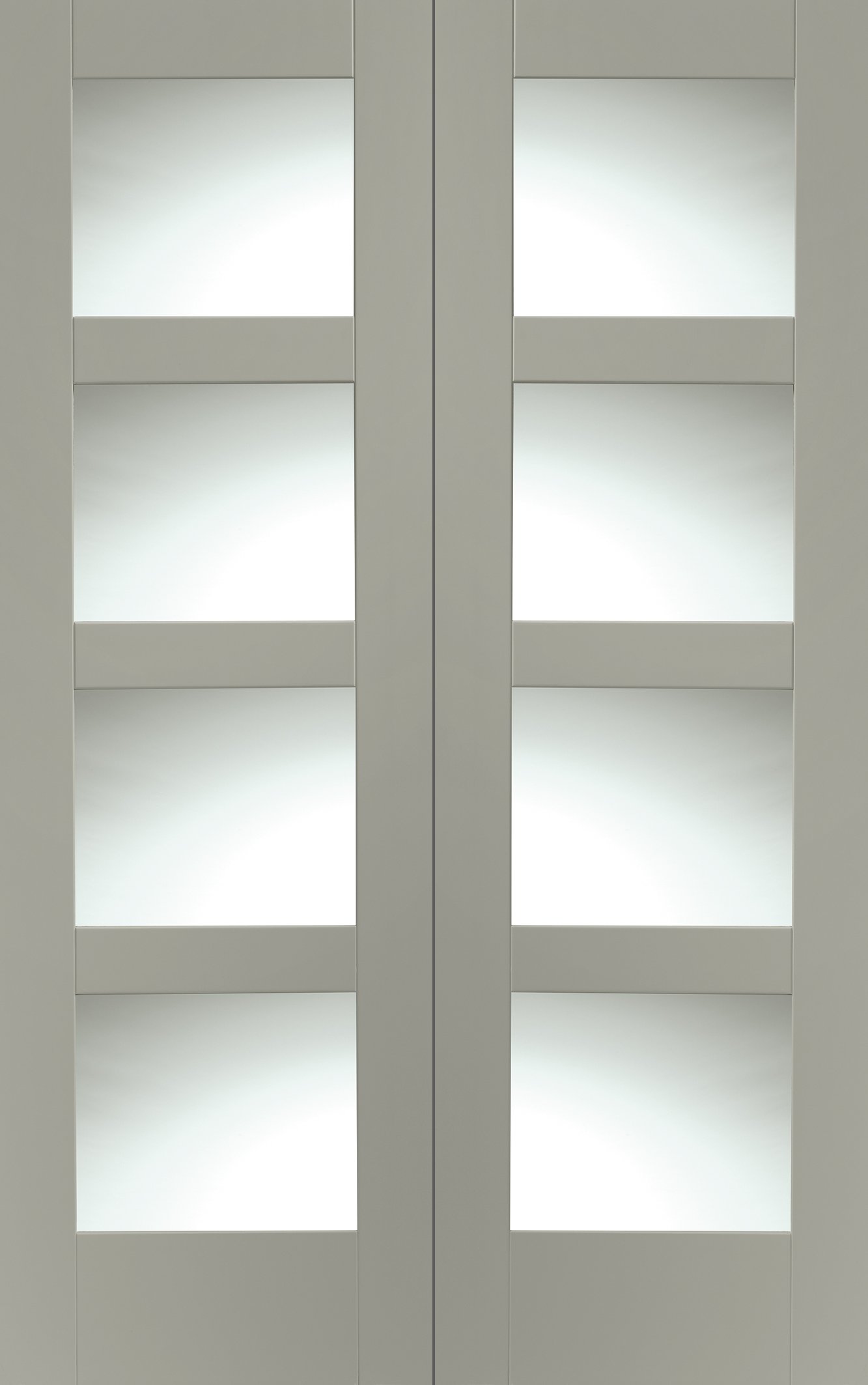 Internal White Primed Shaker Door Pair with Clear Glass – Slate, 1981 x 1372 x 40 mm